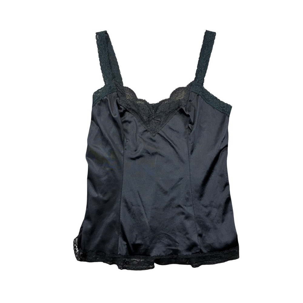 Vintage Olga Secret Hug Black Lace Trim Camisole Top Style 925 Size Medium